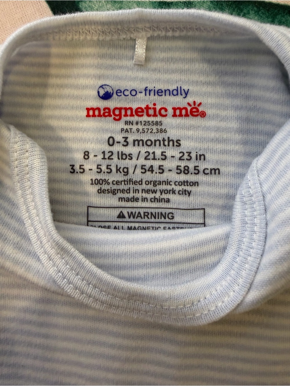 Magnetic Me Light Blue and White Striped Baby Onesie - Picture 3 of 3